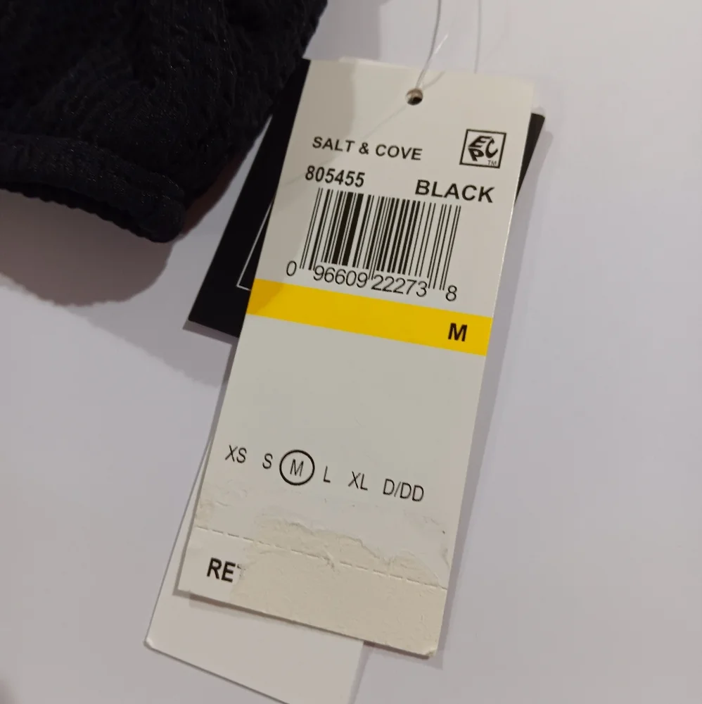 Salt + Cove Juniors' (Size M) Black 1-Shoulder Swim Top with Tie (NWT) - Picture 6 of 10